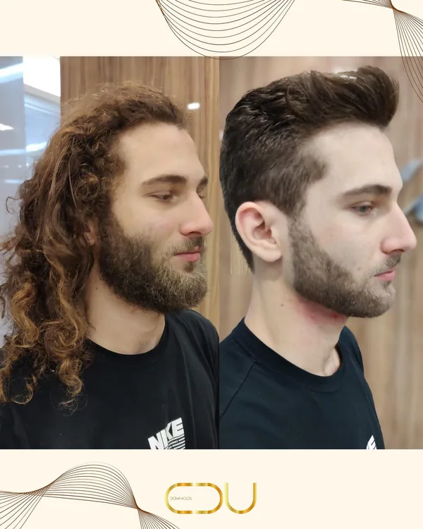 Antes e depois de corte masculino